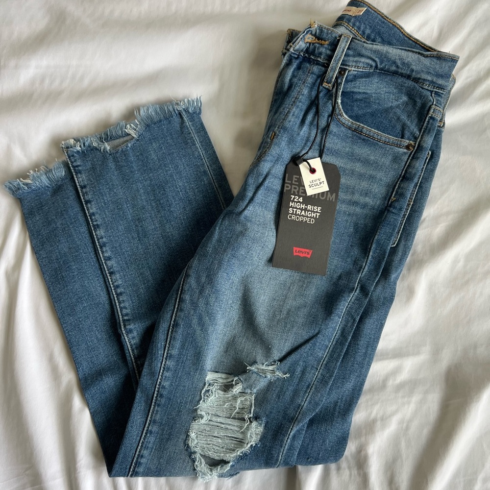 LEVIS 724 High Rise Straight Cropped Denim Size 27